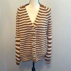 Loose fit striped cardigan with bell sleeves